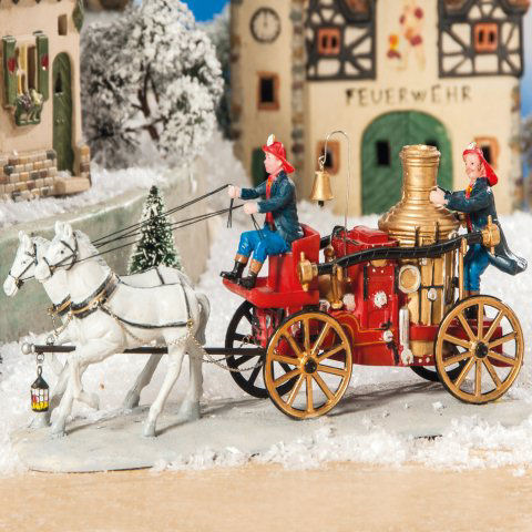 Lichthäuser Miniatur Weihnachtsdeko „Feuerwehrkutsche”