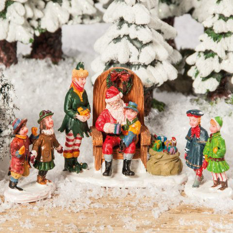 Lichthäuser Miniaturfiguren Set „Weihnachtsmann-Besuch”