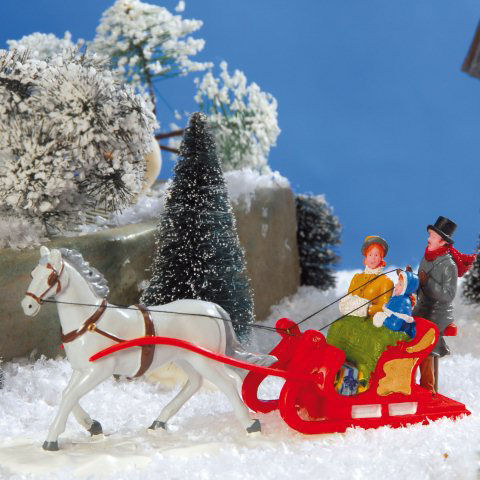 Lichthäuser Miniaturfiguren Set „Schlitten im Schnee”