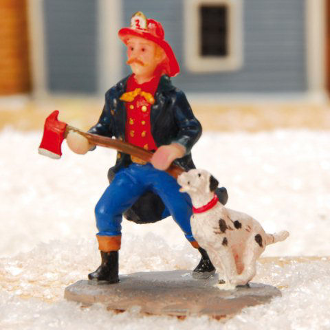Lichthäuser Miniaturfigur „Feuerwehrmann mit Hund”