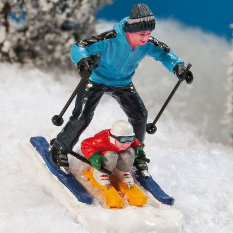 Lichthäuser Miniaturfiguren „Skiabfahrt Vater und Kind”