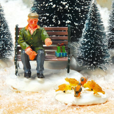 Lichthäuser Miniaturfiguren Set „Vogelfütterung im Winter”