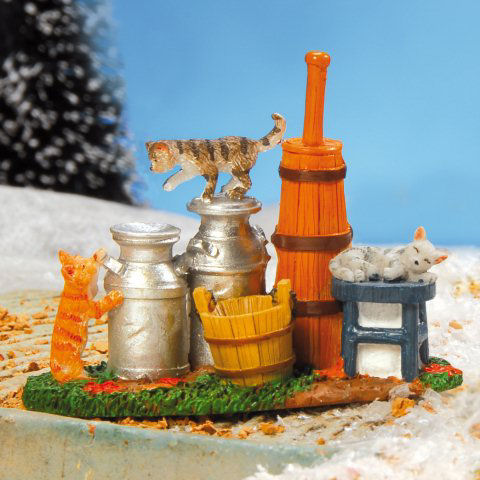 Lichthäuser Miniaturfiguren Set „Katzenfamilie auf dem Land”