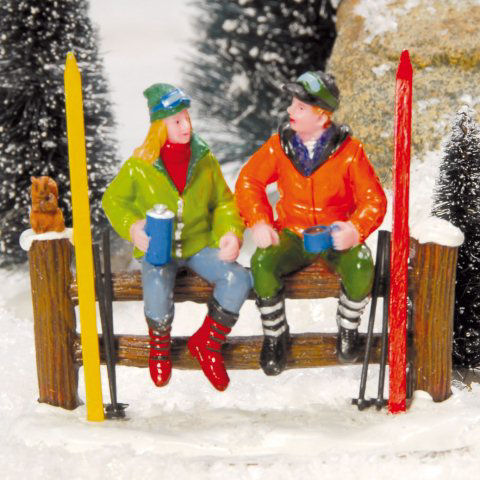 Lichthäuser Miniaturfiguren „Skifahrer am Zaun”