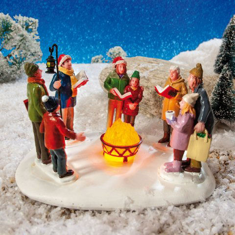 Lichthäuser Miniaturfiguren „Wintersingen am Feuer” mit LED