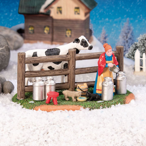 Lichthäuser Miniaturfiguren Set „Bauersfrau beim Melken”