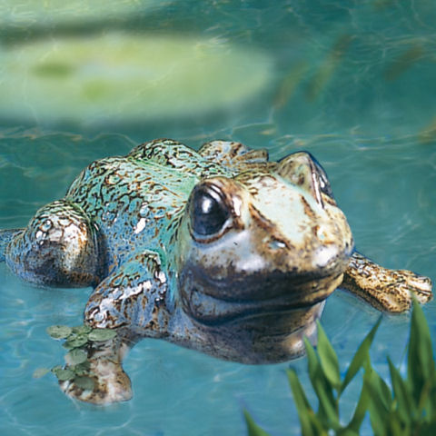 Gartenteich Schwimmfrosch, Gartendeko Teichfigur