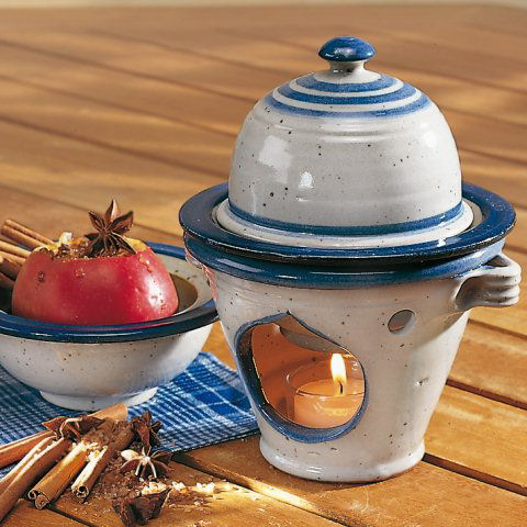 Keramik Apfelbräter mit Rezept, 3-teilig, hell