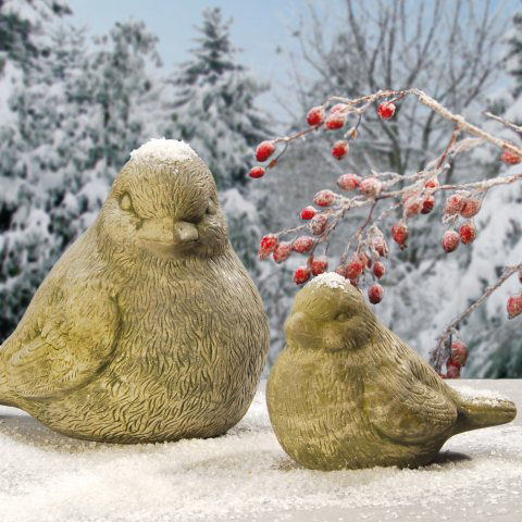 Steinguss Deko Gartenfigur, Tierfigur Vogelpaar