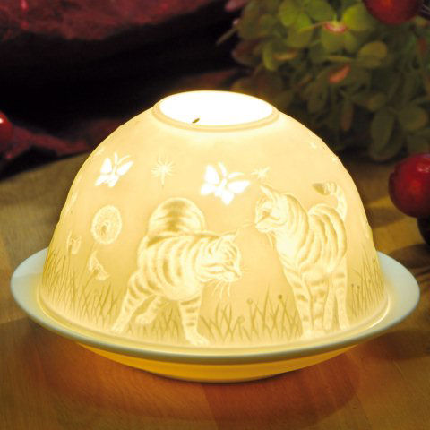 Dome Light Porzellan-Windlicht „Katzenfamilie”