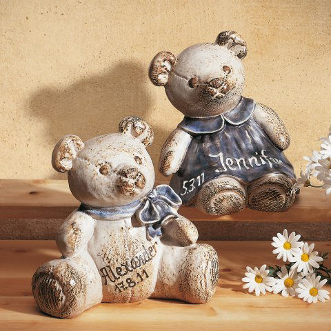 Teddy Spardose, Keramik mit individueller Beschriftung