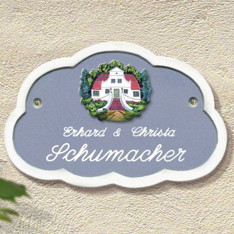 Haustürschild „Landhaus-Villa”, Namensschild aus Keramik