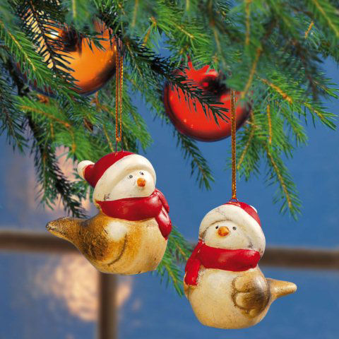 Weihnachtsbaumschmuck „Wintervögel”, Baumhänger 2er-Set