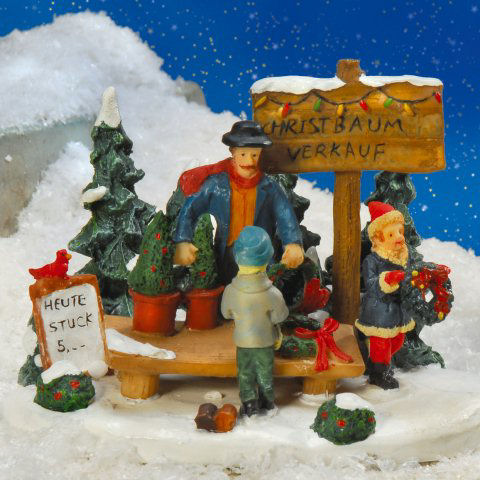 Lichthäuser Miniaturfiguren „Christbaumverkauf”
