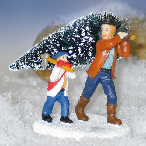 Lichthäuser Miniaturfiguren „Vater mit Weihnachtsbaum”