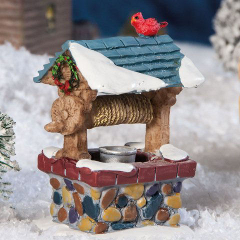 Lichthäuser Miniatur Weihnachtsdeko „Brunnen mit Vogel”