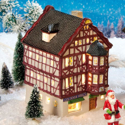 Keramik Lichthaus Weihnachtsdeko „Zum Goldenen Hirsch”