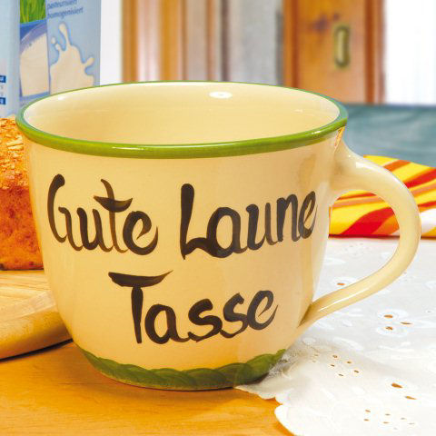 Kaffeetasse „Gute Laune”, Trinkbecher aus Keramik