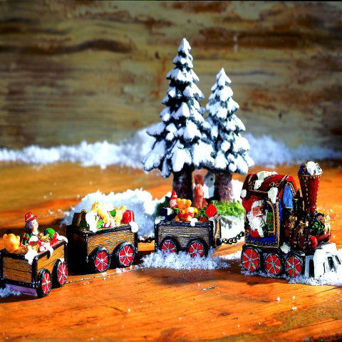 Lichthäuser Miniatur Weihnachtsdeko „Zug mit Geschenken”