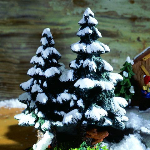 Lichthäuser Miniatur Tannenbaum-Gruppe, schneebedeckt