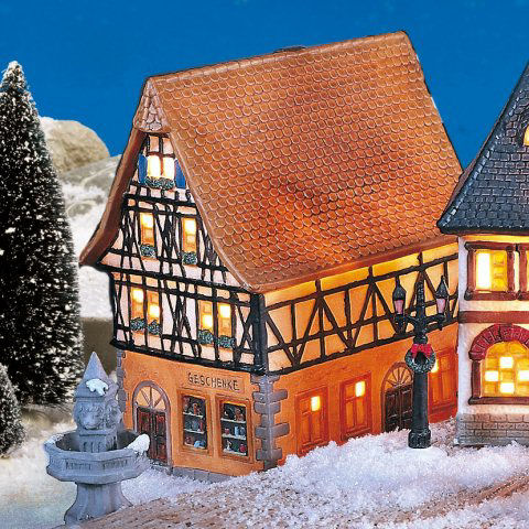 Keramik Lichthaus Weihnachtsdeko „Geschenkehaus Rothenburg”