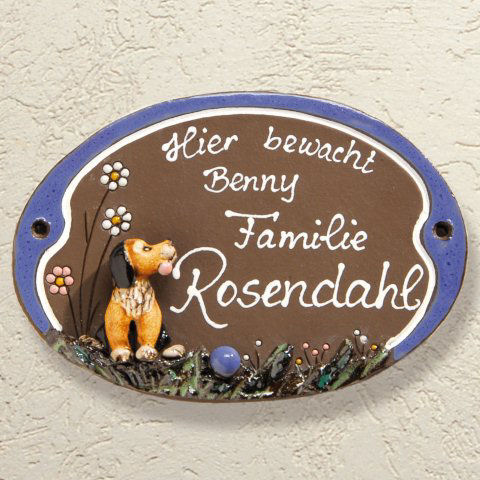 Haustürschild „Hund”, Keramik Namensschild