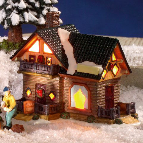 Lichthäuser Weihnachtsdeko „Blockhaus in Holzoptik”