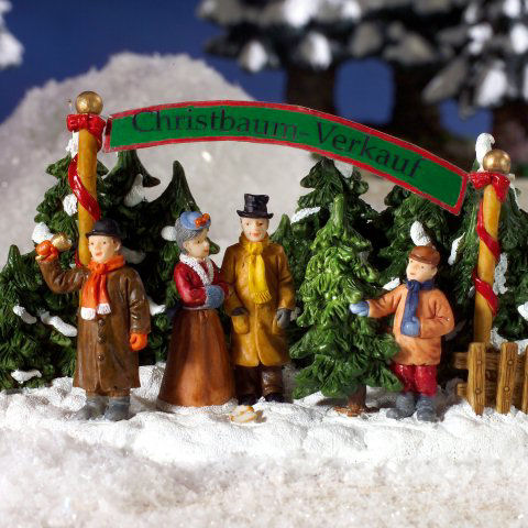 Lichthäuser Miniaturfiguren Set „Christbaum Verkauf”