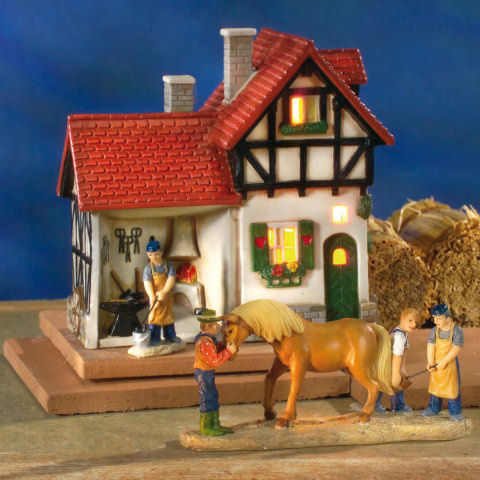 Lichthäuser Miniaturfiguren Set „Ein Pferd wird beschlagen”