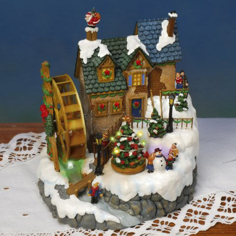 Lichthäuser Weihnachtsdeko Animation „Wassermühle mit Musik”