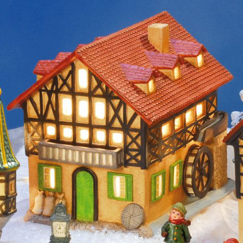 Keramik Lichthaus Weihnachtsdeko „Alte Mühle”