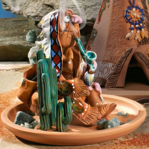 Räucher-Indianer „Manitu”, Räucherfigur aus Terrakotta