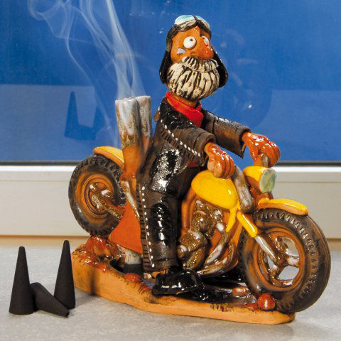 Räucherfigur „Easy Rider”, Räuchermännchen aus Keramik