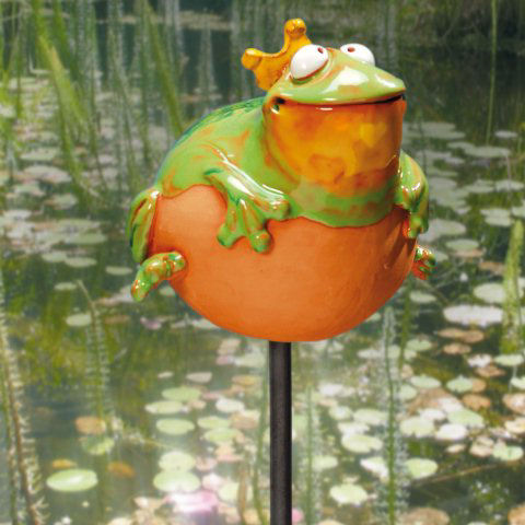 Gartenstecker „Froschkönig”, wetterfeste Gartendeko