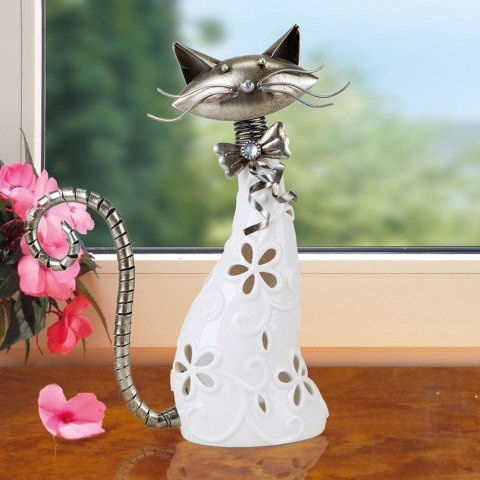 Windlicht „Katze”, Tischdekoration aus Porzellan