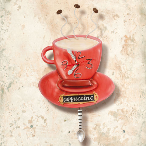 Küchenuhr „Cappuccino”, analoge Deko Wanduhr mit Pendel