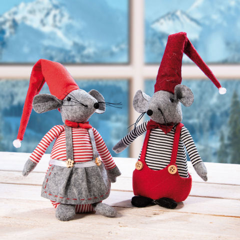 Winter-Dekofiguren Set „Mäusepärchen” aus Stoff und Filz