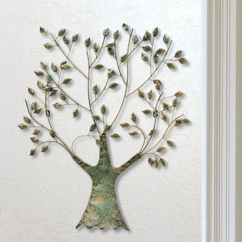 Wandrelief „Lebensbaum mit Blättern”, Wanddeko aus Metall