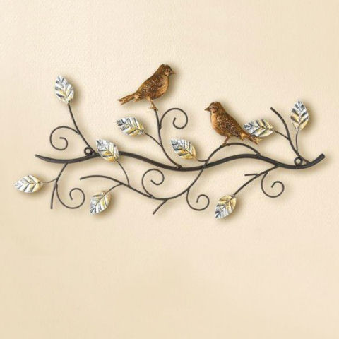Wandrelief „Ast mit Vögeln”, Wanddekoration aus Metall