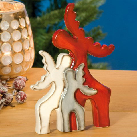 Weihnachtsfiguren „Elchfamilie”, Weihnachtsdeko aus Keramik