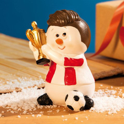 Weihnachtsfigur „Schneemann mit Pokal”, rot-weiß