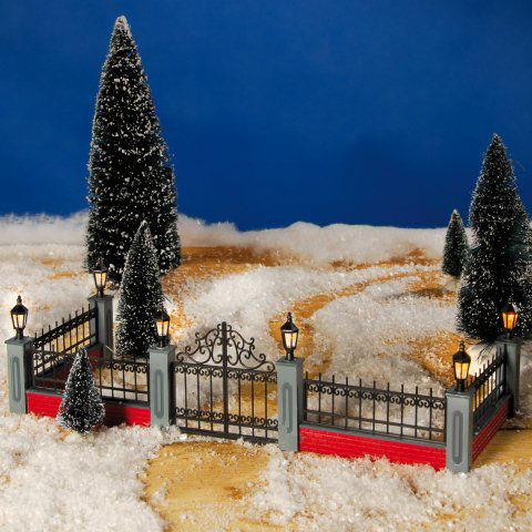 Miniatur schmiedeeiserner Zaun, Lichthäuser Weihnachtsdeko