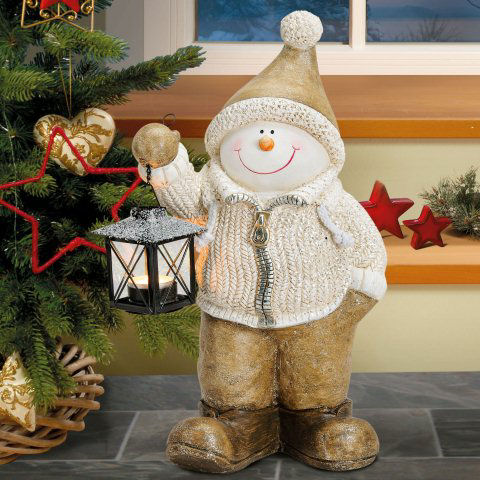 Winterdekoration Weihnachtsfigur „Schneemann mit Laterne”