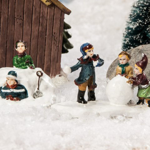 Lichthäuser Miniaturfiguren „Spielende Kinder im Schnee”