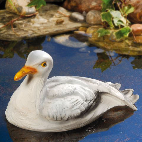 Teichfigur Schwimm-Möve, naturgetreue Gartenteich Deko