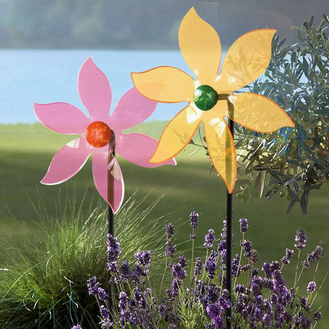 Windrad Gartenstecker aus Acryl, Gartendekoration im 2er-Set