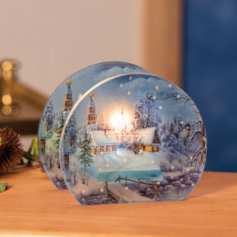 Bach”, aus Glas am Teelichthalter Weihnachtsdeko „Haus