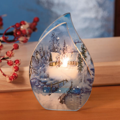 Teelichthalter „Flamme”, Windlicht aus Glas in Flammenform