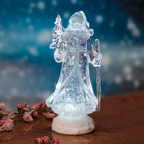 Edle Nikolaus Dekofigur aus Acrylglas mit dezentem LED-Licht