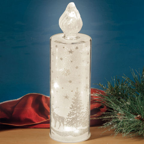 LED-Kerze mit winterlichem Motiv „Winterwald”